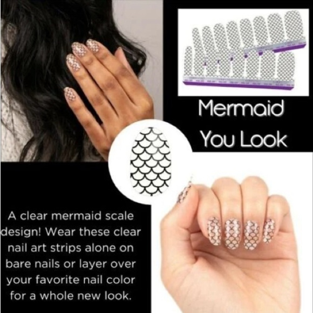 Clear Mermaid Scale Nail Art Strips - Women Accessories